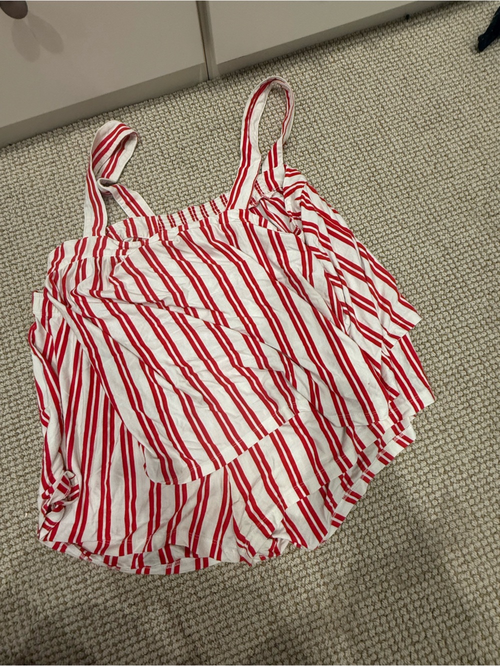 Striped Red and White Women's Pajama Tank Top